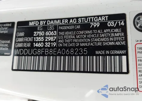 2014 Mercedes-Benz S 550 4Matic из США, поврежденный, VIN WDDUG8FB8EA068235